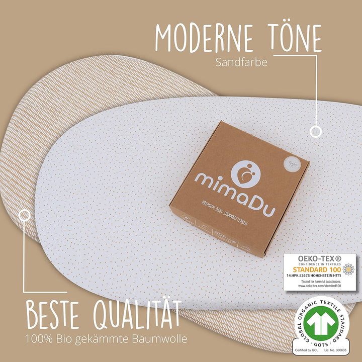 mimaDu® GOTS Bio Spannbettlaken 90x40 Beistellbett Spannbettlaken 40x90 Baby Spannbettlaken 40 x 90