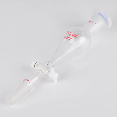 stonylab Scheidetrichter Glas, 60 ml Separatorentrichter mit PTFE-Absperrhahn Konischer Birnenförmig