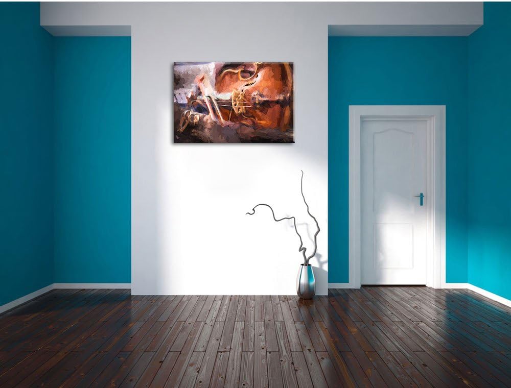 Pixxprint Alte Violine Pinsel Effekt, Format: 100x70 auf Leinwand, 100x70