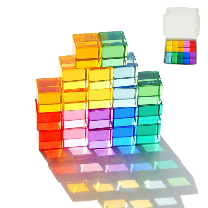 Acryl Bausteine Kinder, 20 Stück lichtbausteine, Regenbogen Building Blocks, Regenbogen Jelly Blocks