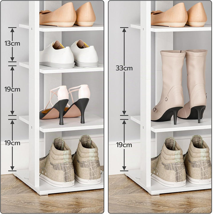 HOOBRO Schuhregal, Standregal, 10-stöckiger Schuhorganisator, schmales Schuhablage, mit Haken, geeig