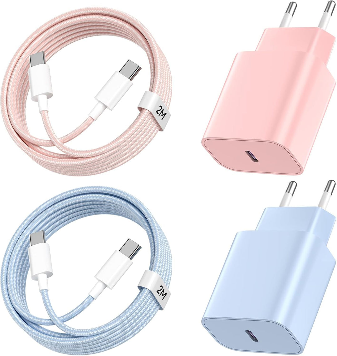 USB C Ladegerät Ladekabel für iPhone 16 15, 20W USB C Schnellladegerät und Schnellladekabel, 2Pack L
