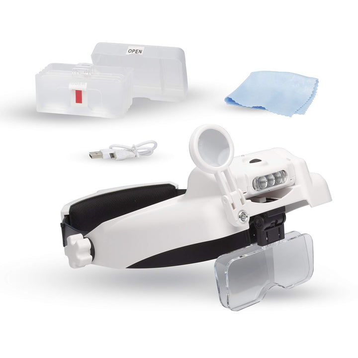 Lightcraft Professionelle LED Kopfbandlupe mit zweifacher Vergrösserung und Lupe