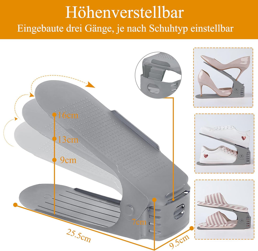 40 Stück Einstellbare Schuhregale Schuhorganizer Schuh Organisierer aus PP-Material, 3 höhenverstell