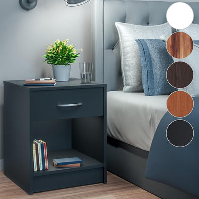 Casaria® Nachttisch Anthrazit 50x40x35cm mit Schublade Holz Modern 50cm Komforthöhe Boxspringbett Sc