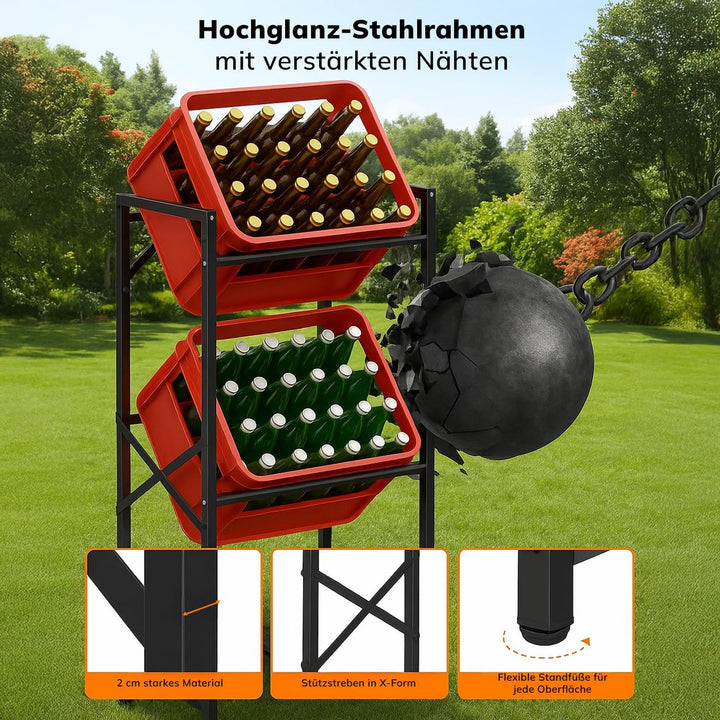 Getränkekistenregal für 3/6 Kisten – Schwerlastregal aus Metall für Bier- &amp; Wasserkisten – Getränker