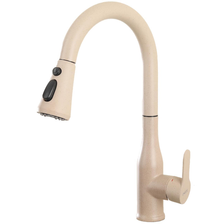 ONECE Küchenarmatur Weizenfarbe mit ausziehbar Brause 3 Duschmodi, Hochdruck Wasserhahn Küche Spülti