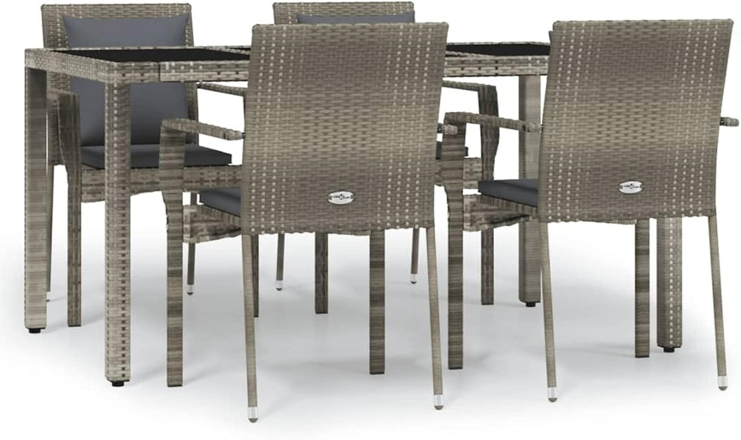 Festnight 5 teilig Garten Sitzgruppe Poly Rattan Gartenmöbel Set 4 Personen Essgruppe Gartentisch mi