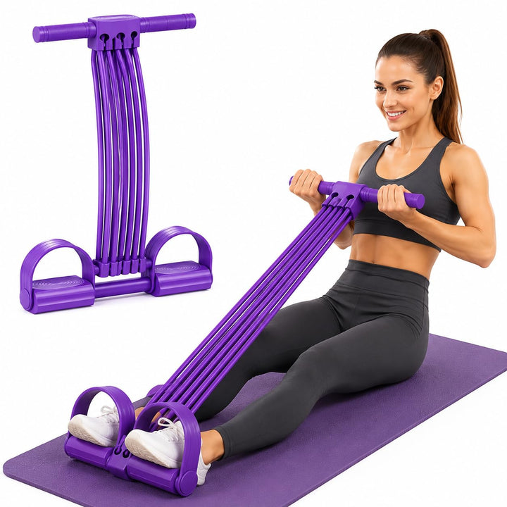 8 Tube Fitnessbänder Mit Griff &amp; Pedal, Upgrade 3-In-1 Multifunktionales Zugseil, Elastischer Widers