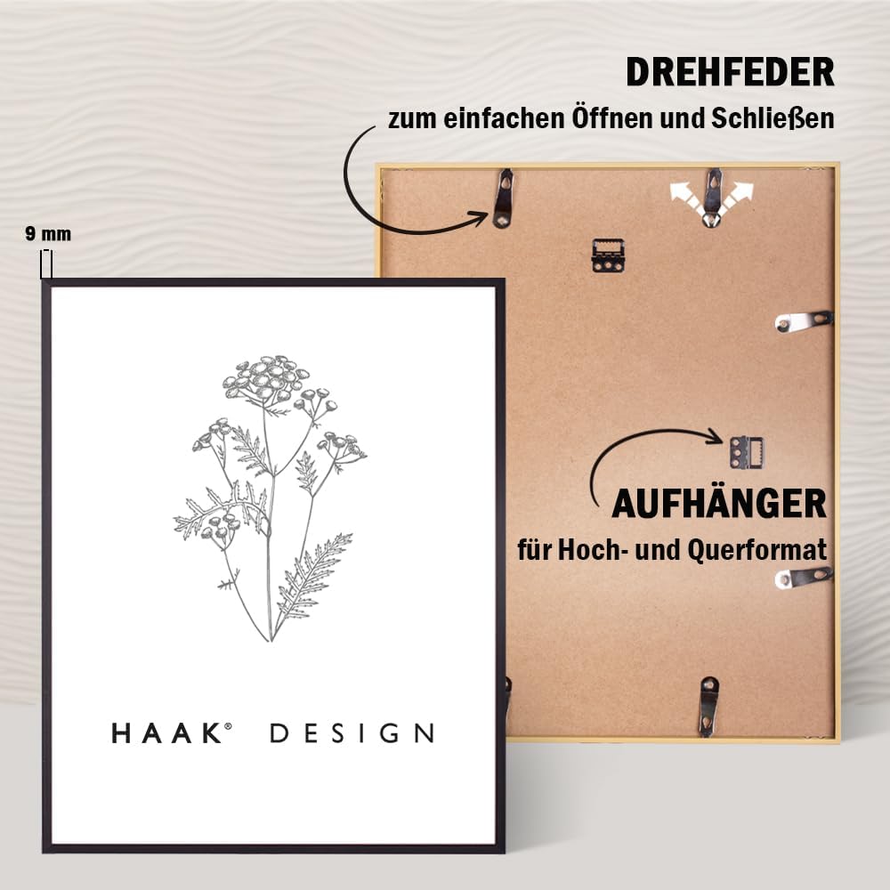 HaakDesign schmaler Bilderrahmen Alena Aluminium Alubilderrahmen 50 x 100 cm Schwarz (matt) Fotorahm