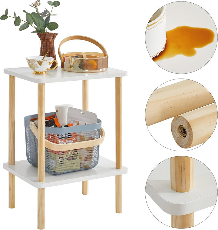 IBUYKE Holz Beistelltisch, Nachttische mit 2 Ebenen, 39x29x53cm, Couchtisch, Sofatisch, für Schlafzi