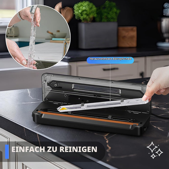 Vakumierergerät für Lebensmittel mit Doppelte Heisssiegelung, 7 in 1 Folienschweissgerät Vakuumierer