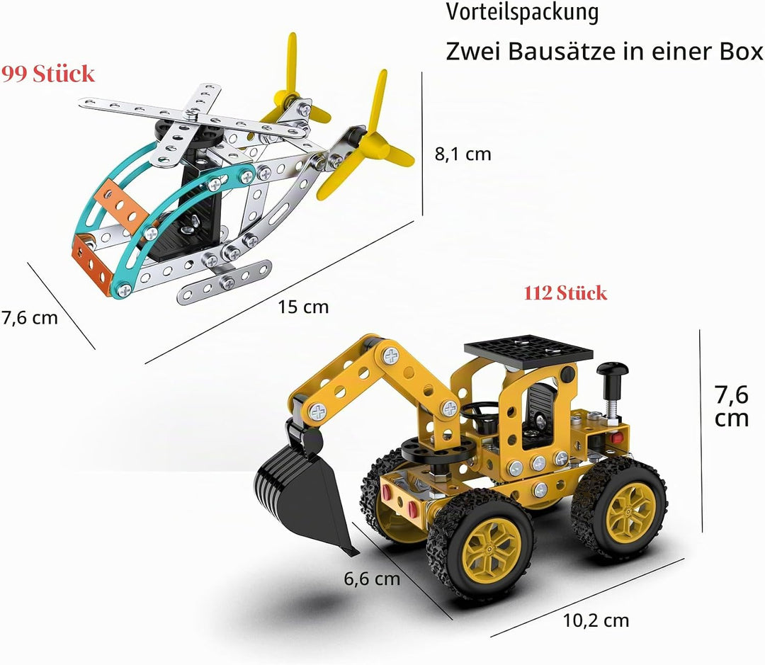 STEM Metall-Konstruktionsset: 3D Modellbausatz | Technikspielzeug ab 8 Jahren | Eltern-Kind-Aktivitä