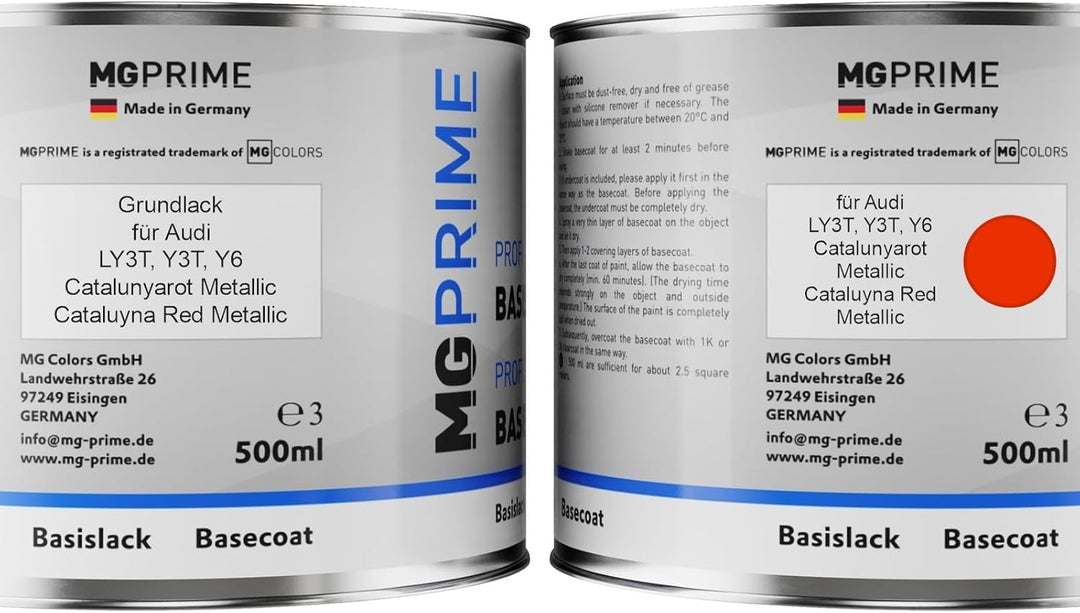 MG PRIME Autolack Dose Set für Audi LY3T / Y3T / Y6 Catalunyarot Metallic/Cataluyna Red Metallic Gru