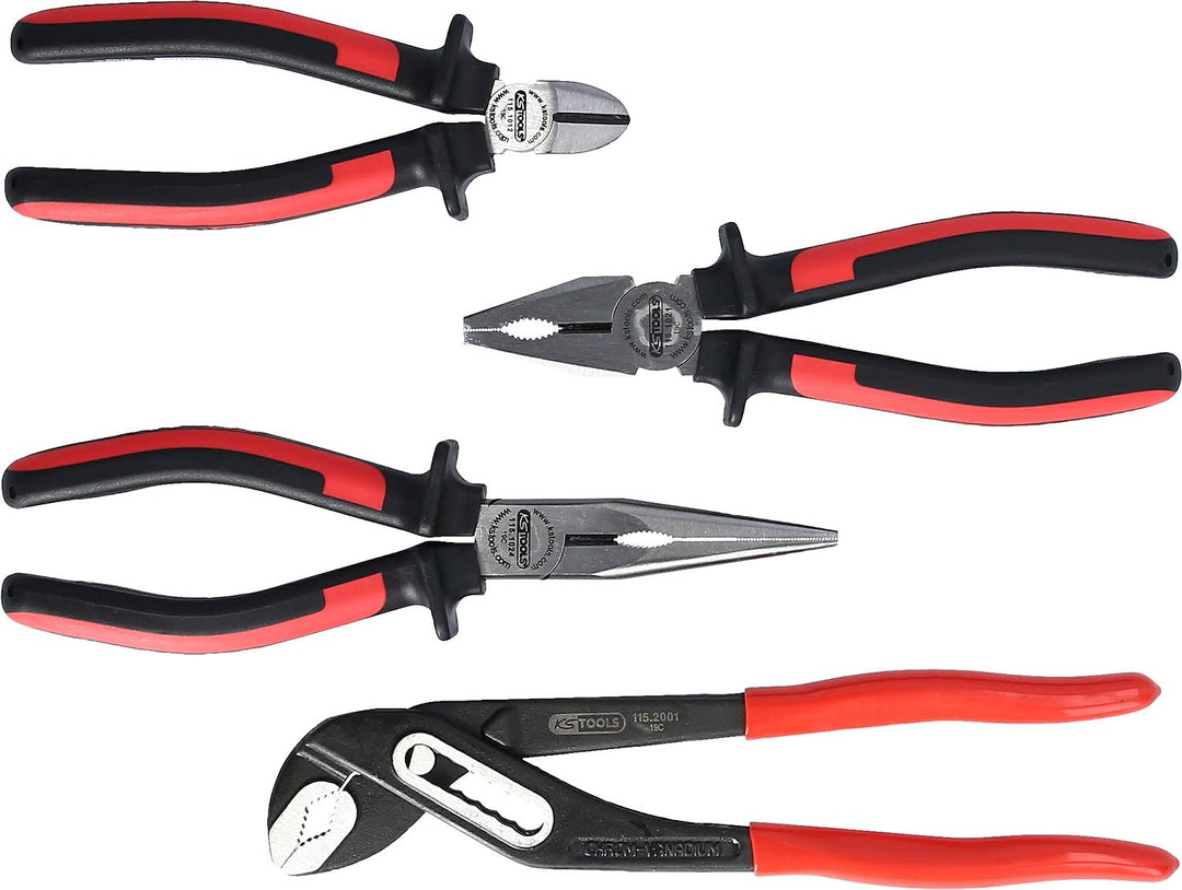 KS Tools 115.1004 ERGOTORQUE Zangen-Satz, 4-teilg, Diagonal-Seitenschneider 160 mm, Kombinationszang