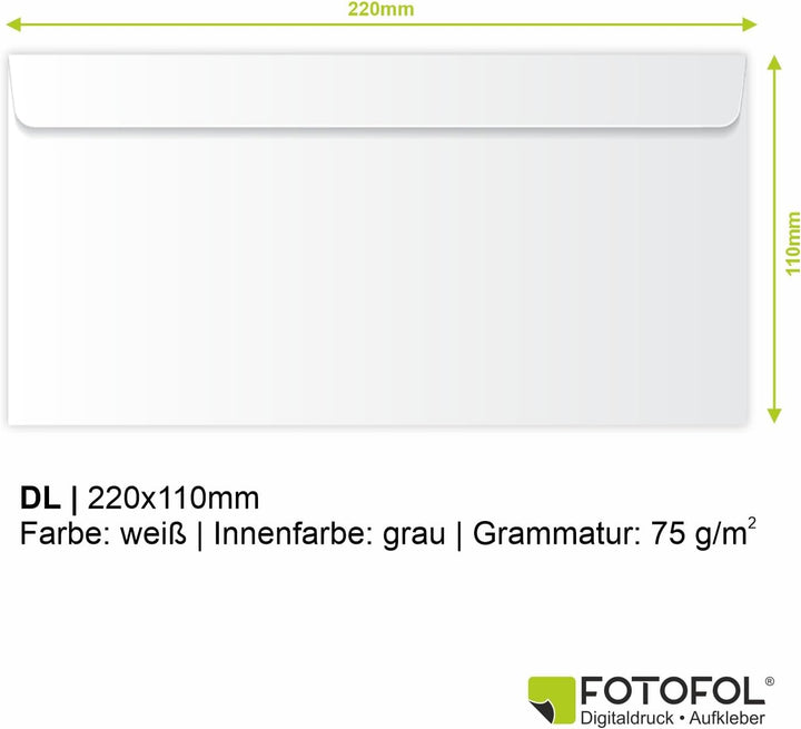 Bedruckte Briefumschläge Personalisierung mit Logo, Design Absenderadresse DIN lang ohne Fenster sel