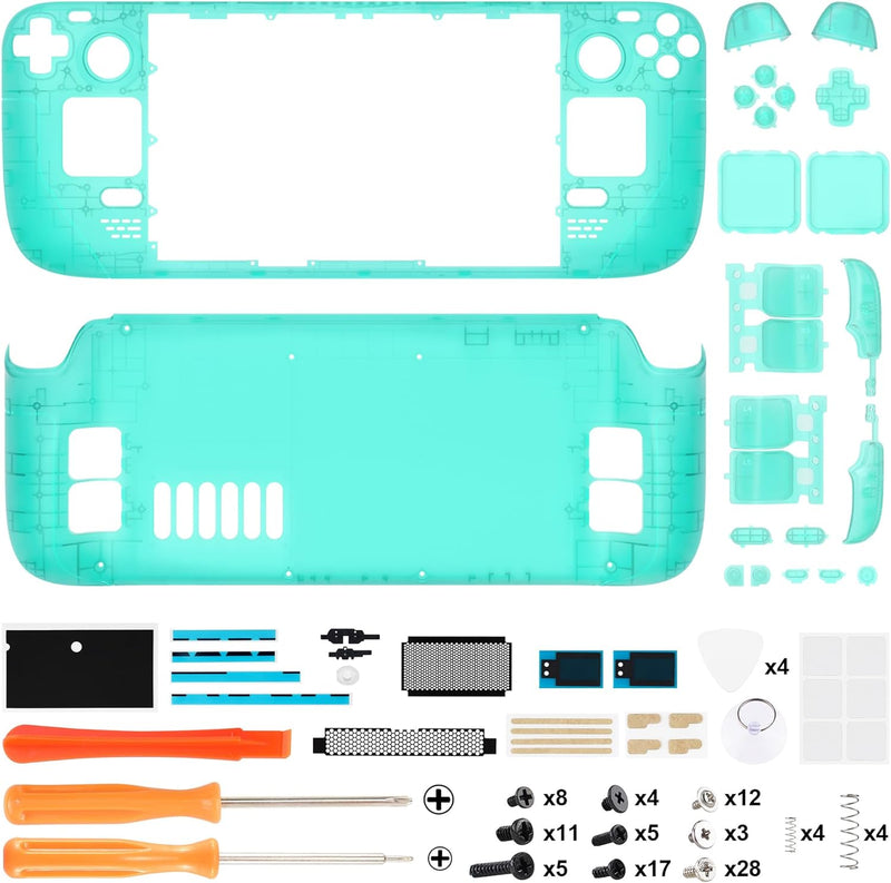 eXtremeRate Ersatz Full Case&Tasten Set für Steam Deck, DIY-Gehäuse Fronthülle/Rückplatte/Trigger D-