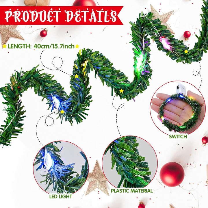 4 Stück Puppenhaus Mini LED Lichterkette 0.4m,Bunte Weihnachten Beleuchtet,Wichtelzubehör,Wichtelhau