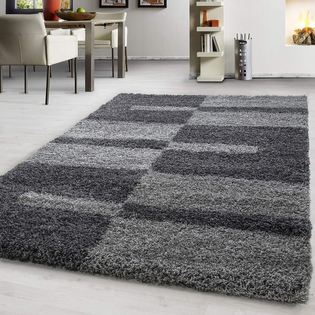 Teppium Kleiner Hochflor Teppich Wohnzimmer 80 cm Rund Grau - Shaggy Flauschiger Teppich, Extra Weic