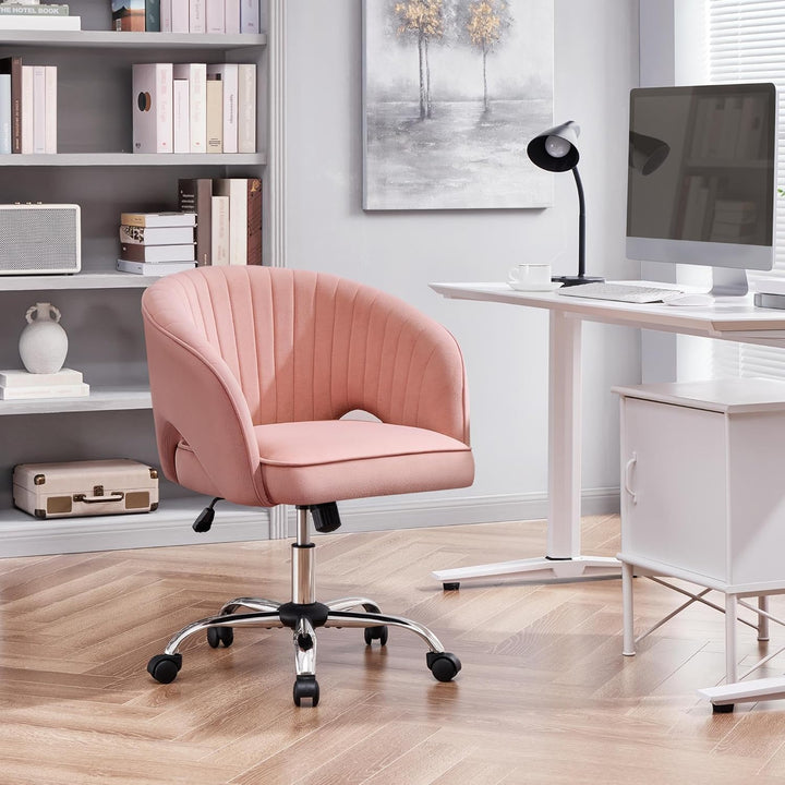 Yaheetech Bürostuhl mit Samtbezug, Ergonomischer Schreibtischstuhl mit Armlehnen, Drehstuhl mit Roll