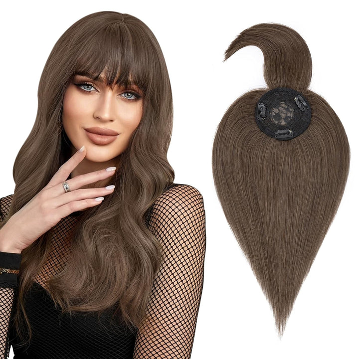 Silk-co Topper Extensions Haarteile Echthaar Clip in Extensions Echthaar Weich Natürlich Glatt Toupe