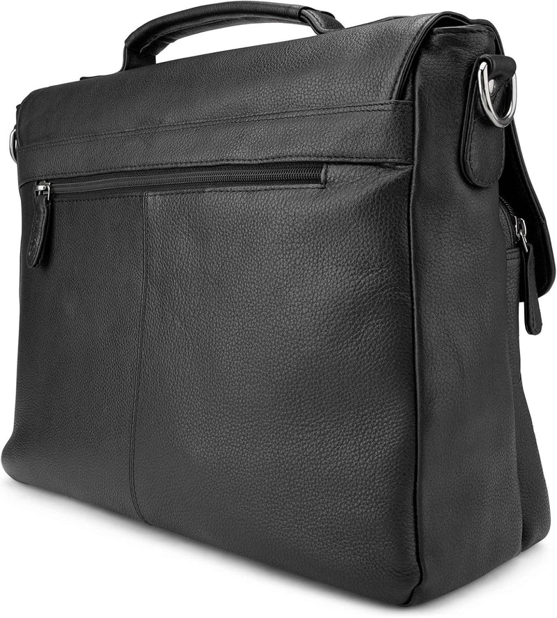 LEABAGS Leder Umhängetasche Herren Aktentasche Vintage Laptoptasche Messenger Bag für 15 Zoll Laptop