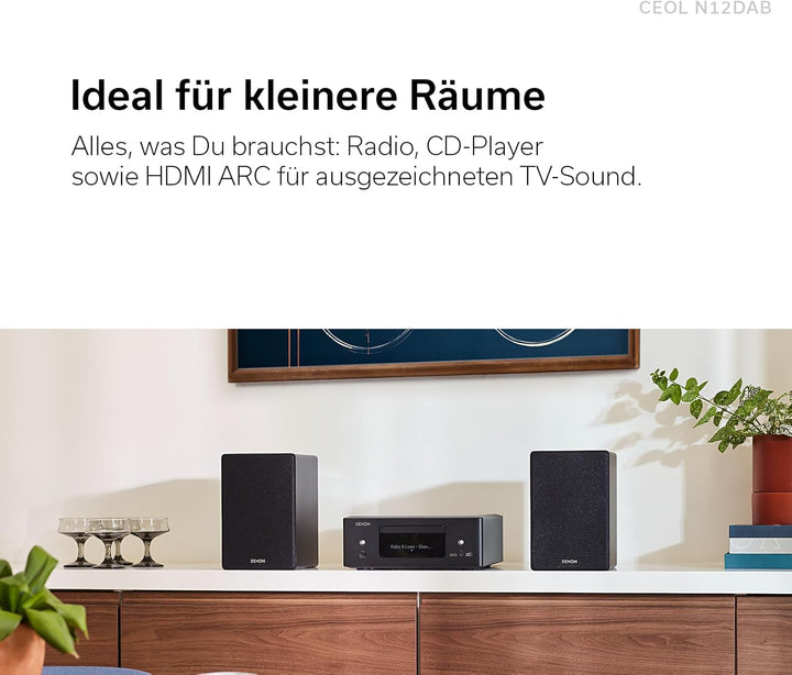 Denon CEOL N-12DAB Kompaktanlage, HiFi Verstärker mit Lautsprechern, CD-Player, Musikstreaming, HEOS