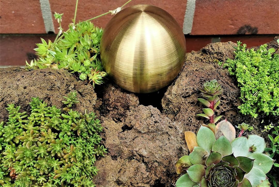 Dekokugel Gold matt gebürstet 3er Set 15-10-10 cm aus Edelstahl Kugel Dekorationskugel Gartenkugel