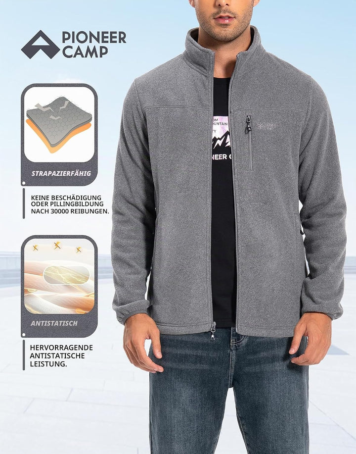 Pioneer Camp Herren Fleecejacke Full Zip Outdoor Polar Leicht Winddicht Jacke mit Reissverschluss, H
