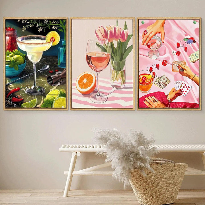 JATOK 3 Stück Malen Nach Zahlen Erwachsene, DIY Cocktailparty Gemälde für Anfänger, Handgemalt Ölgem