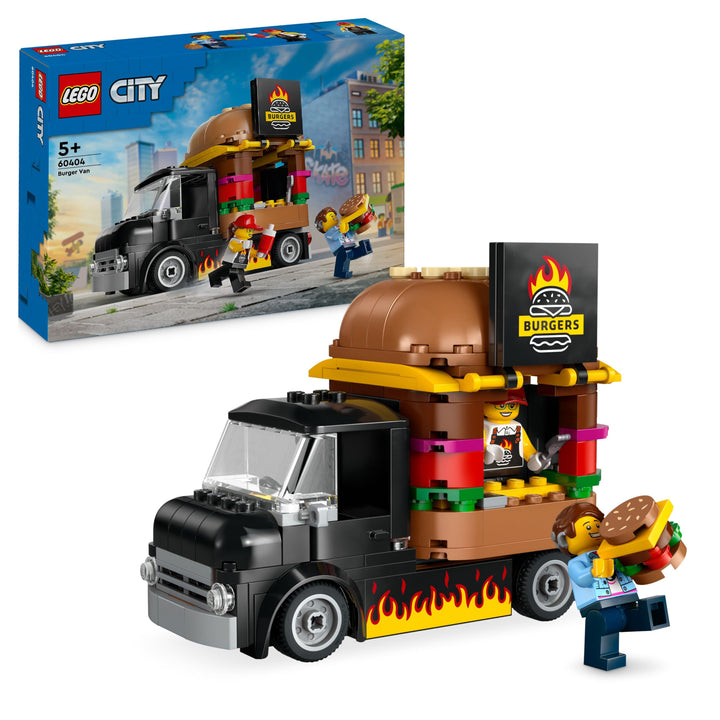 LEGO City Burger-Truck, Bauset mit Spielzeug-Auto für 5-jährige Kinder, Imbisswagen Minifigur und Zu