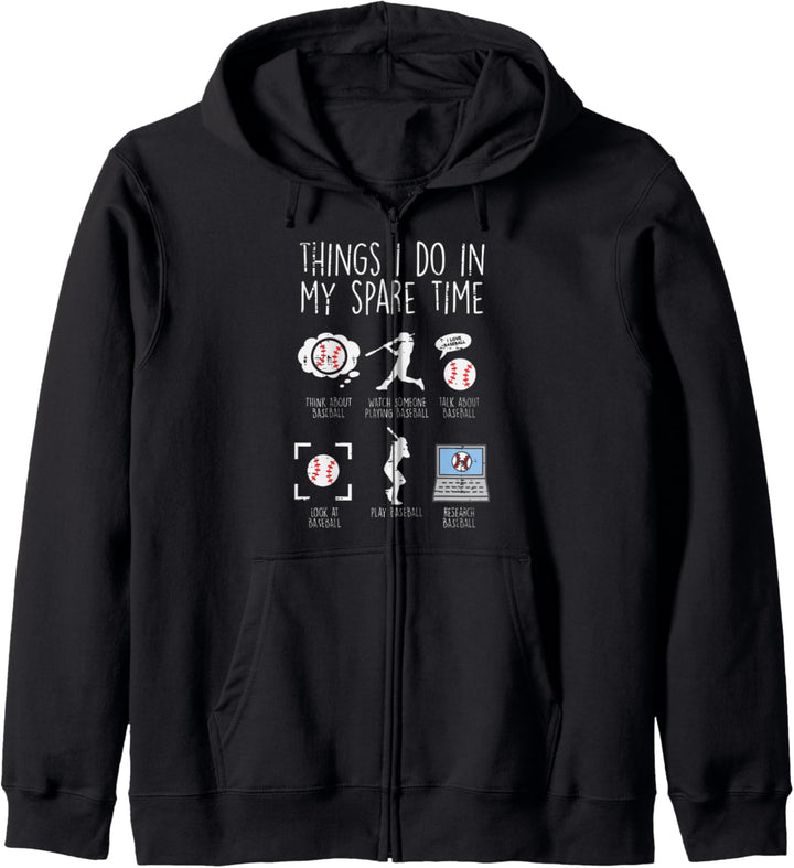 Things I Do Spare Time Baseball Funny Player Men Women Kids Kapuzenjacke
