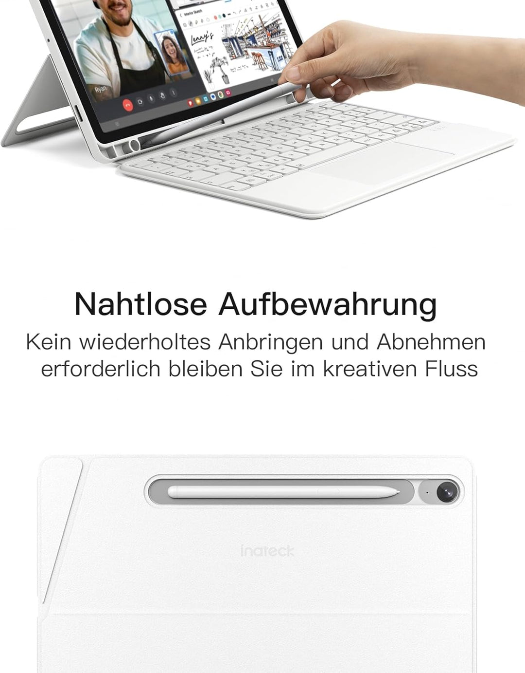 Inateck Hülle mit Tastatur für Samsung Galaxy Tab S10 FE/S9 FE/S9,Tastatur für Tablet Hoch-/Querform