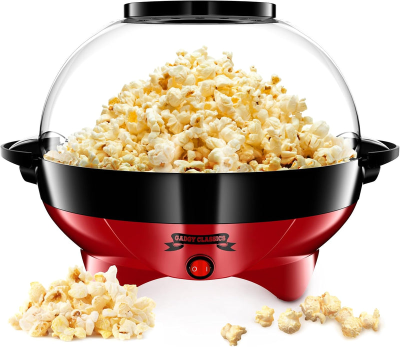 Gadgy ® Popcornmaschine l 800W Popcorn Maker mit Antihaftbeschichtung und Abnehmbares Heizfläche l S