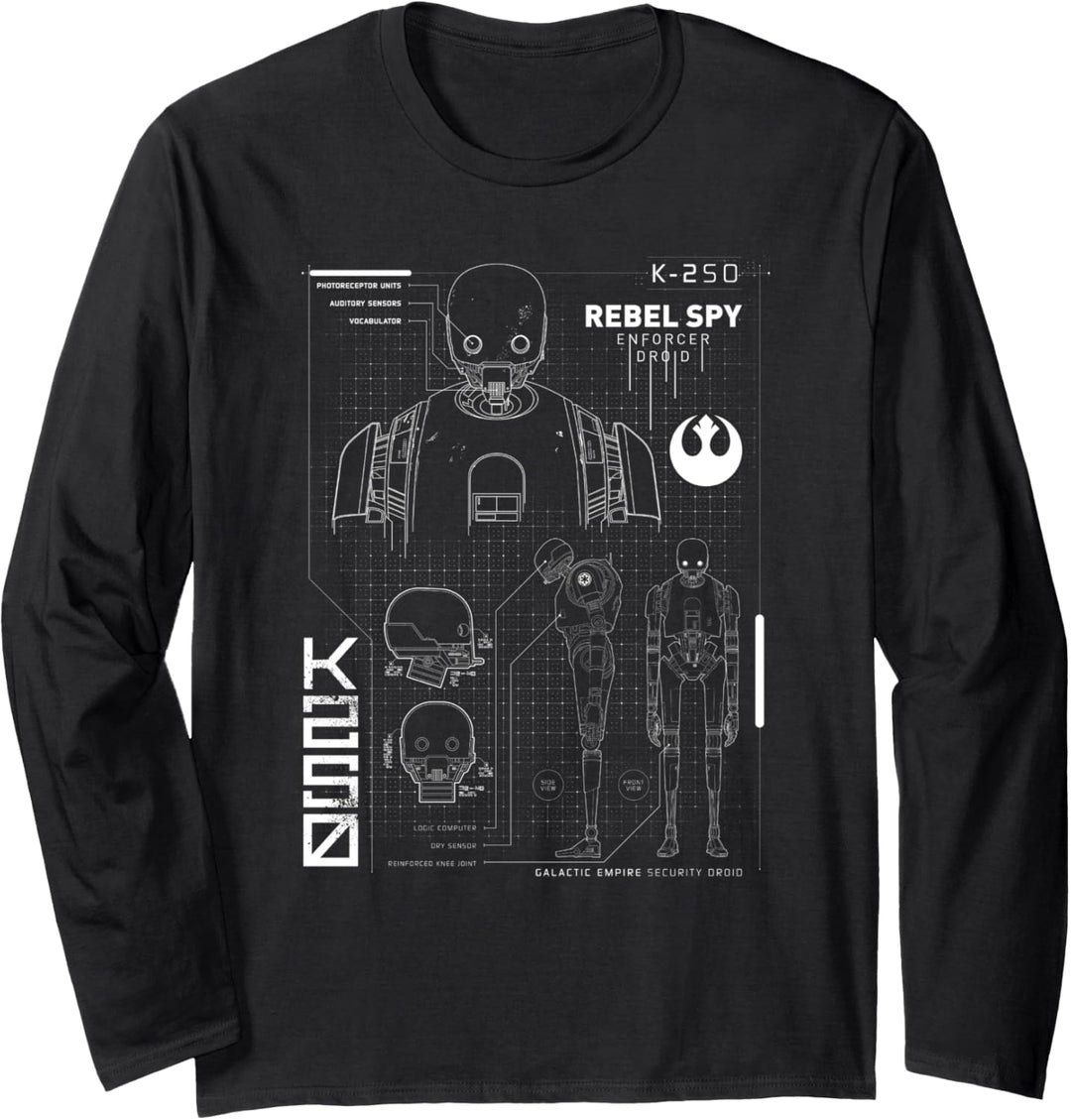 Star Wars K2SO Schematic Langarmshirt