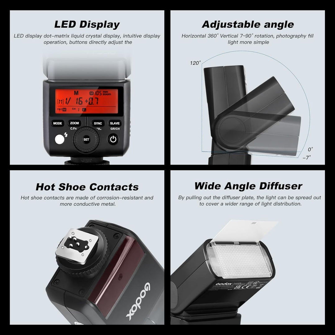 GODOX Blitzgerät TT350C Systemblitzgerät für Canon Kameras, Schwarz