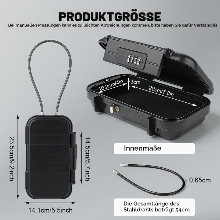 Tragbarer Tresor, Mini Tresor, 4 Stellig Zahlencode Sicherheitsbox, mit 6MM Drahtseil abnehmbarem, S