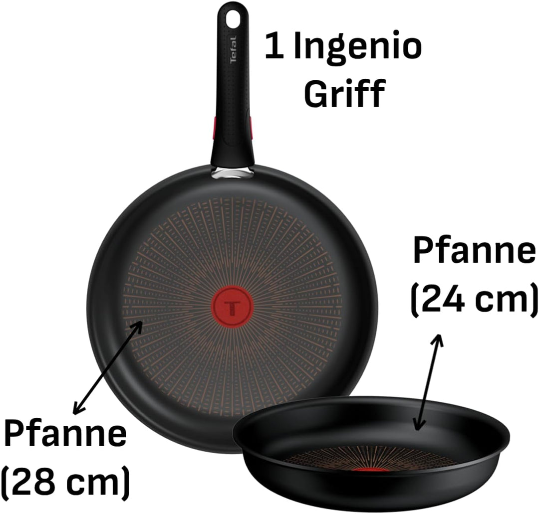 Tefal Ingenio Explore On 3-tlg. Pfannen-Set, Schwarz, L2679102 | keramische Fusion Core Antihaftvers