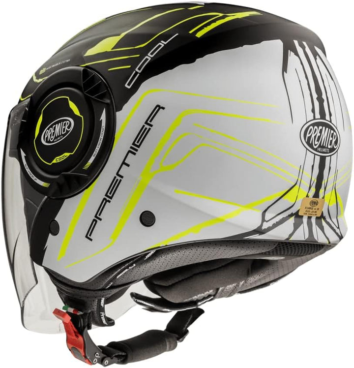 Premier Unisex-Adult Cool Evo Helm XS Nero, Grigio Chiaro Con Profili Gialli, XS Nero, Grigio Chiaro