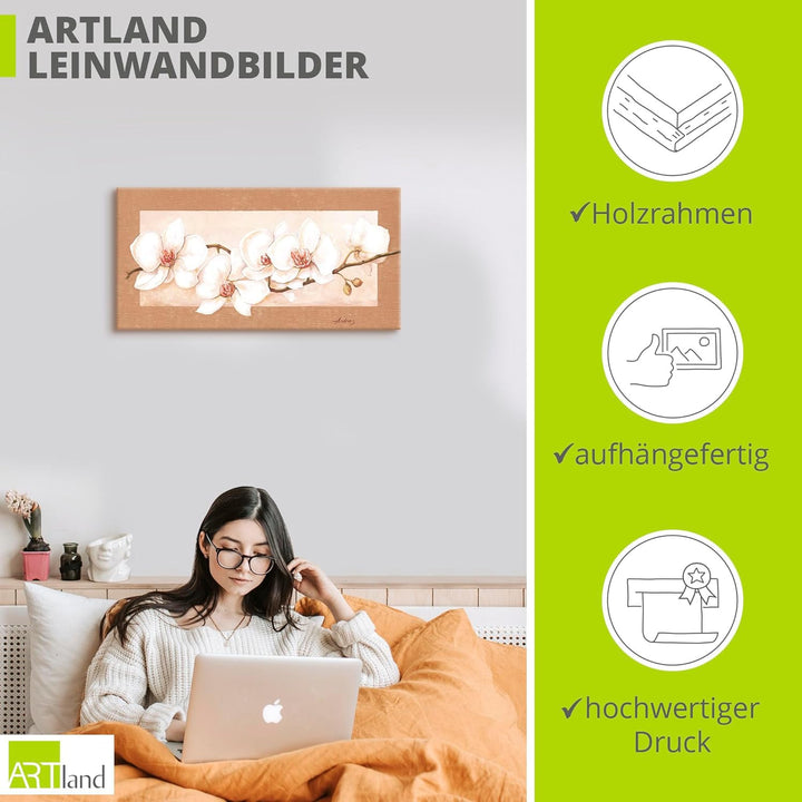 ARTland Leinwandbilder Wandbild Keilrahmenbild 100x50 cm + weitere Grössen Gemälde Blumenbilder Orch