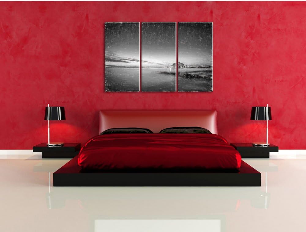Pixxprint Timmendorfer Strand als Leinwandbild/Grösse: 3 Teilig (120x80) cm/Wandbild/Kunstdruck/fert
