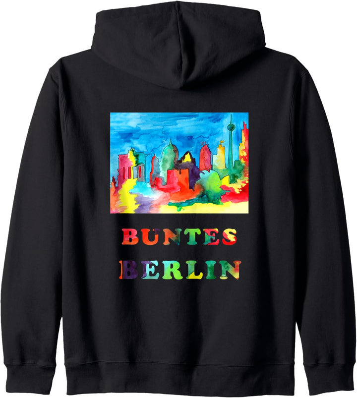 Berlin bunt - Aquarellskizze Berliner Wahrzeichen. Berlin Kapuzenjacke