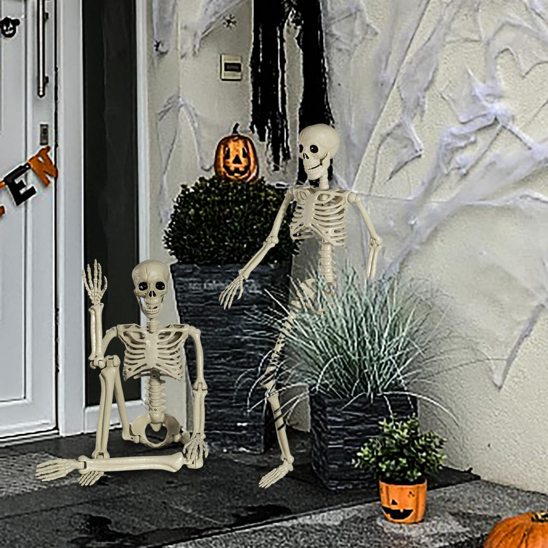 SIFOEL Halloween Plastikskelett, 90cm Ganzkörper Halloween Skelett mit beweglichen Gelenken für Hall