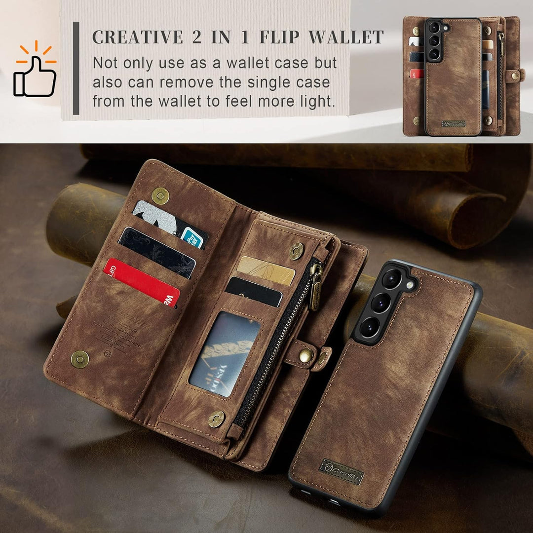 UFinetech Samsung S23 Hülle, Stossfest Kartenfach Magnetisch Abnehmbare Tasche Samsung Galaxy S23 5G