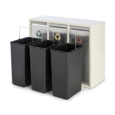 Klarstein Ordnungshüter 3 - Mülltrennsystem, Mülleimer, Mülltrenner, 45 Liter (3 x 15 L), Frontklapp