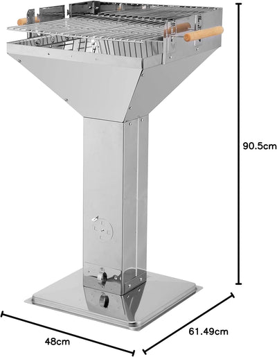 tepro Holzkohle-Säulengrill Vista (Trichtergrill), Edelstahl, Belüftungssystem, komfortable Arbeitsh