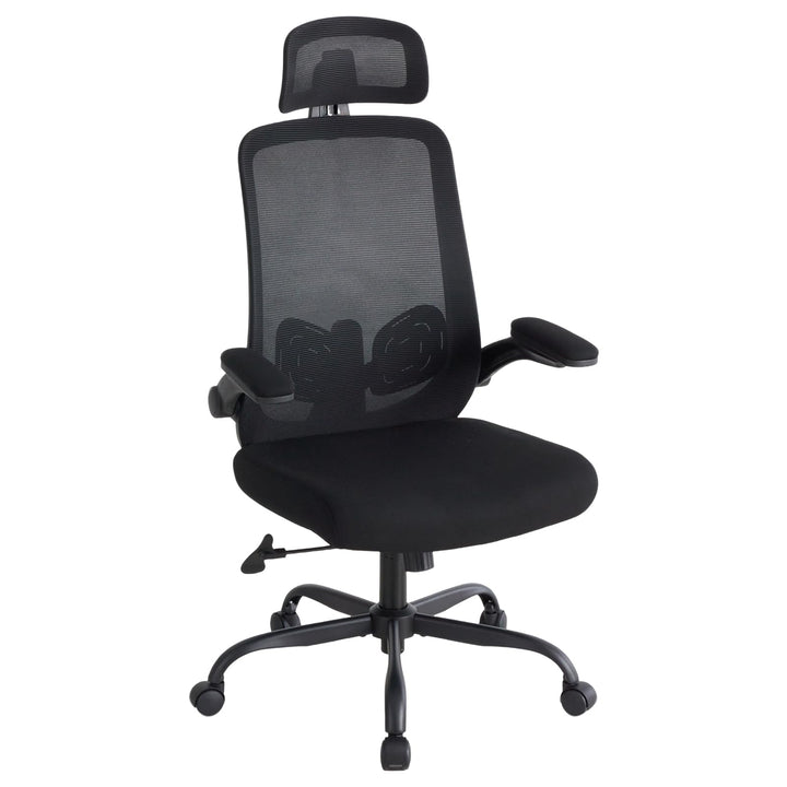 Sweetcrispy Ergonomischer Bürostuhl mit Kopfstütze & verstellbaren Armlehnen, 360° Drehfunktion, Höh