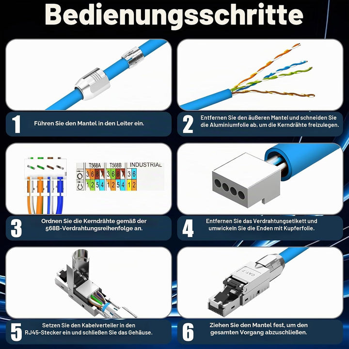 CAT 7 RJ45 Stecker Netzwerkstecker, rj45 stecker werkzeuglos LSA, vollgeschirmt STP, 10 Gbit/s (10GB