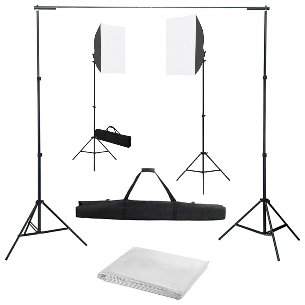 Fotostudio-Set mit Softboxen Hintergrundsystem und verstellbarem Stativ für Portrait-, Produkt- und