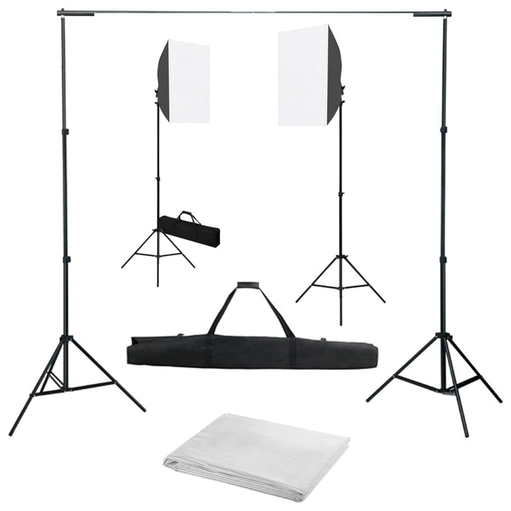 Fotostudio-Set mit Softboxen Hintergrundsystem und verstellbarem Stativ für Portrait-, Produkt- und